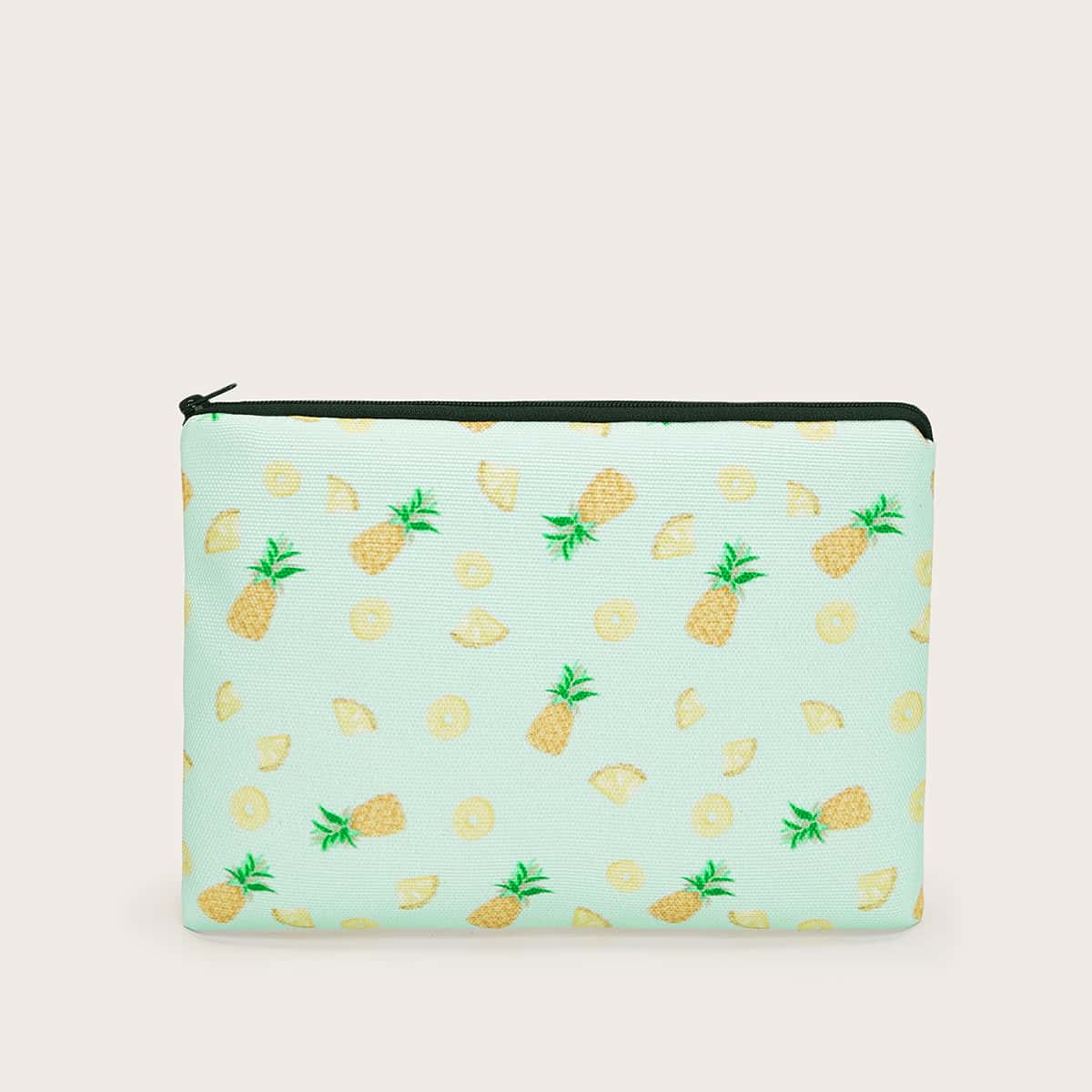 

Pineapple Print Makeup Bag, Green