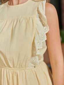 SHEIN 1 pieza vestido ribete fruncido schiffy - Amarillo - Ver 6