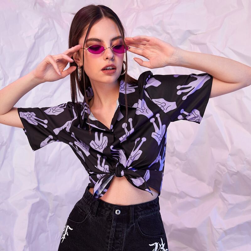 

Allover Hand Print Shirt, Multicolor