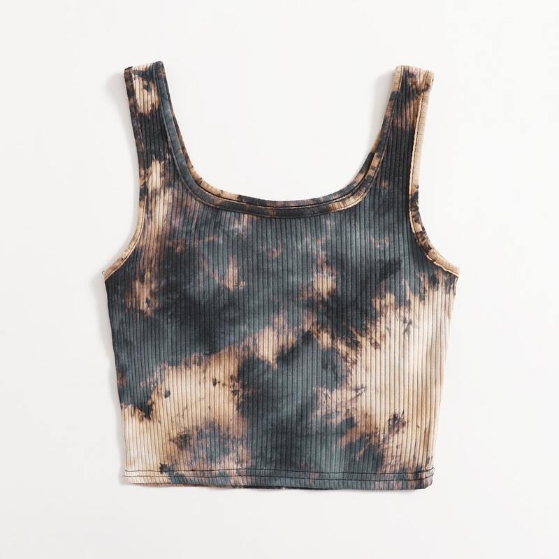 

Tie Dye Ribbed Tank Top, Multicolor