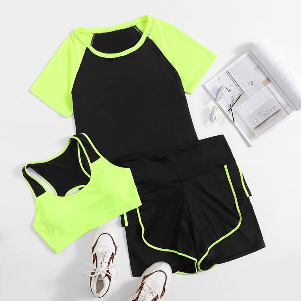 

Plus 3pcs Colorblock Sports Set, Multicolor