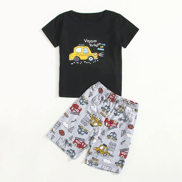 

Пижама с графическим принтом для мальчиков, Чёрный