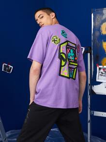 Manfinity VCAY Top con estampado de dibujos animados - Morado - Ver 1