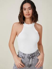 SHEIN BASICS ملابس علوية محبوك محبوك الصاف كاجوال