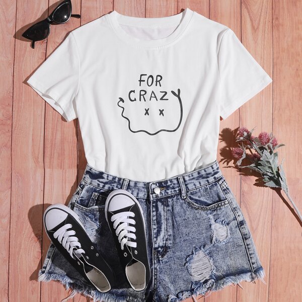 

Letter Graphic Round Neck Tee, White