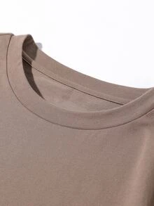 Manfinity 男士花卉和標語圖案T恤 - 摩卡棕 - 查看 5