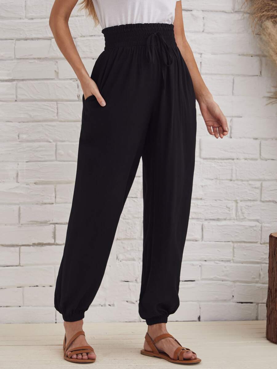 EMERY ROSE Quần Túi màu trơn Boho - màu đen - Xem 1