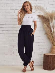 EMERY ROSE Quần Túi màu trơn Boho - màu đen - Xem 3