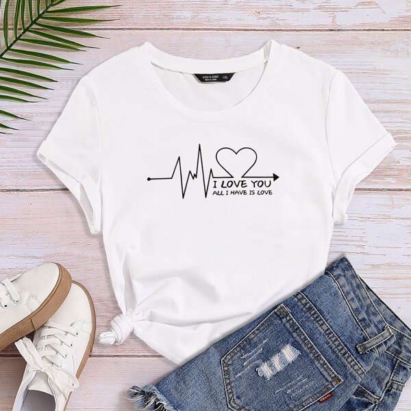 

Plus Heart And Slogan Graphic Tee, White