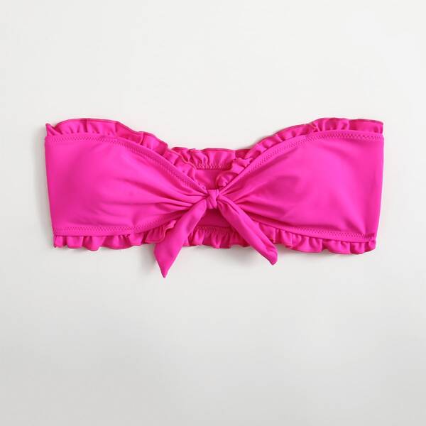 

Frill Knot Bandeau Bikini Top, Hot pink