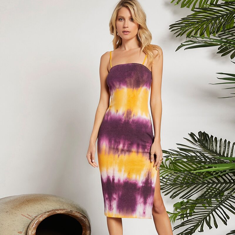 

Split Thigh Tie Dye Dress, Multicolor