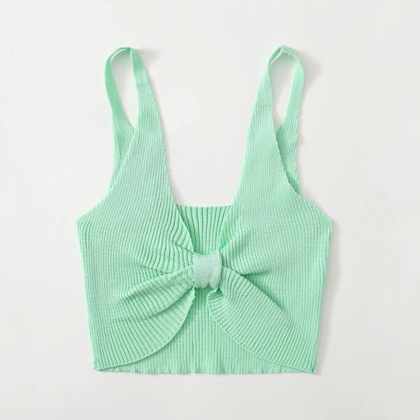

Knot Detail Knitted Cover Up Top, Mint green