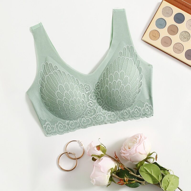 

Floral Lace Bra, Green