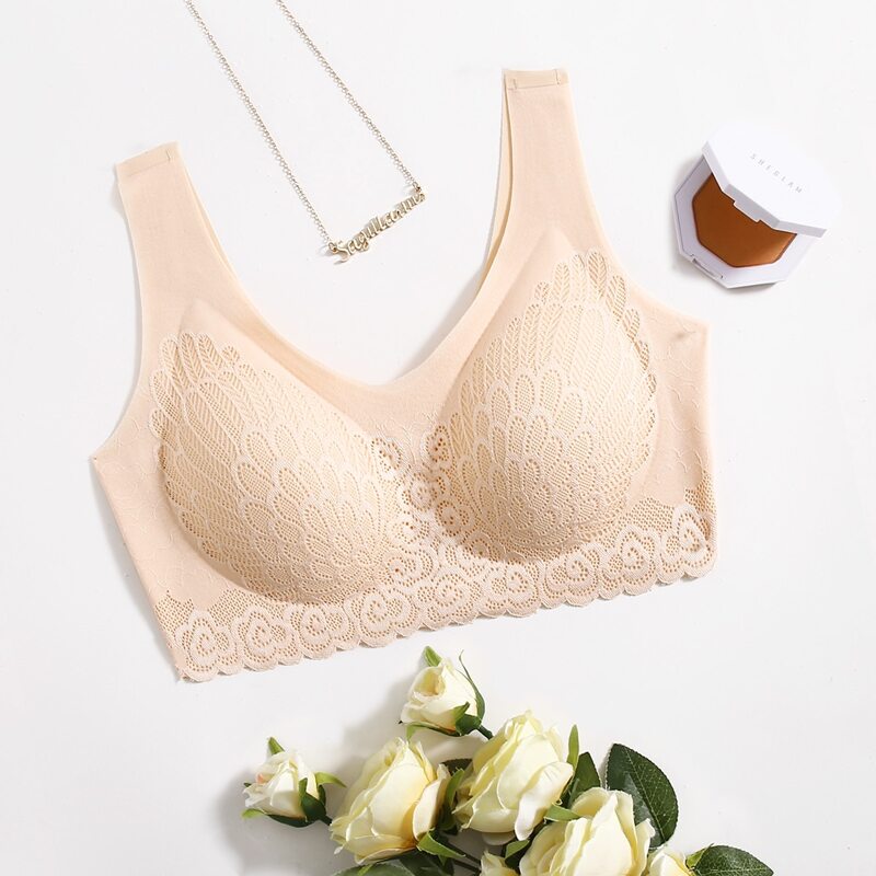 

Floral Lace Bra, Apricot