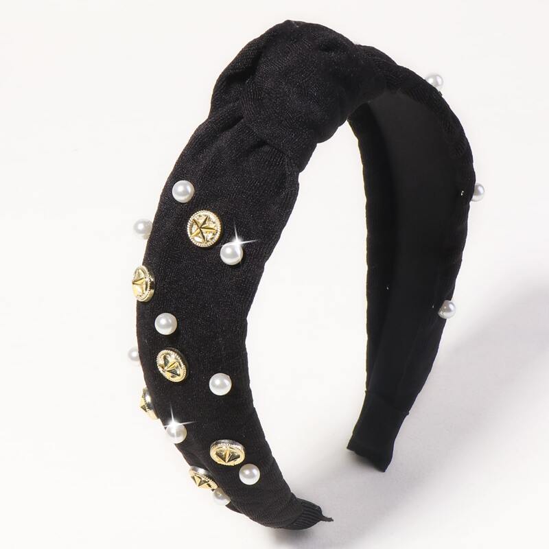 

Faux Pearl Decor Hair Hoop, Black