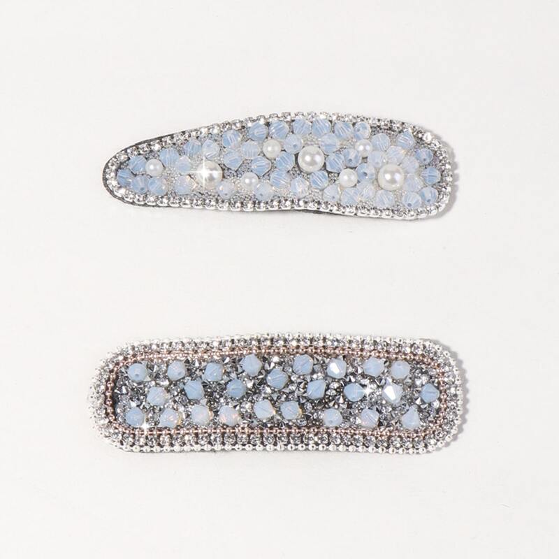 

2pcs Rhinestone & Faux Pearl Decor Hair Clip, Multicolor