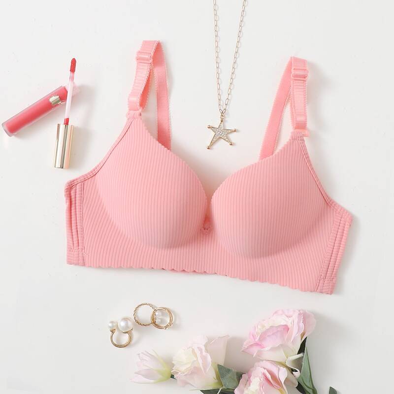 

Rib Wireless Bra, Pink