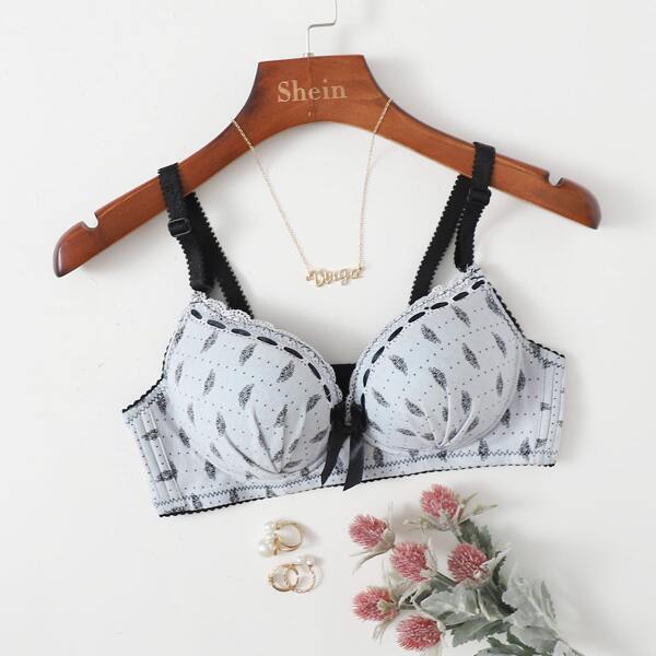 

Lace Trim Bra, Grey