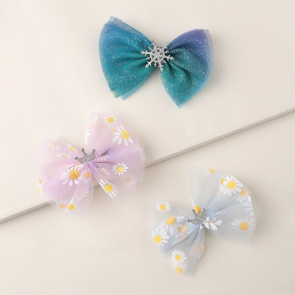 

3pcs Girls Bow Knot Decor Hair Clip, Multicolor