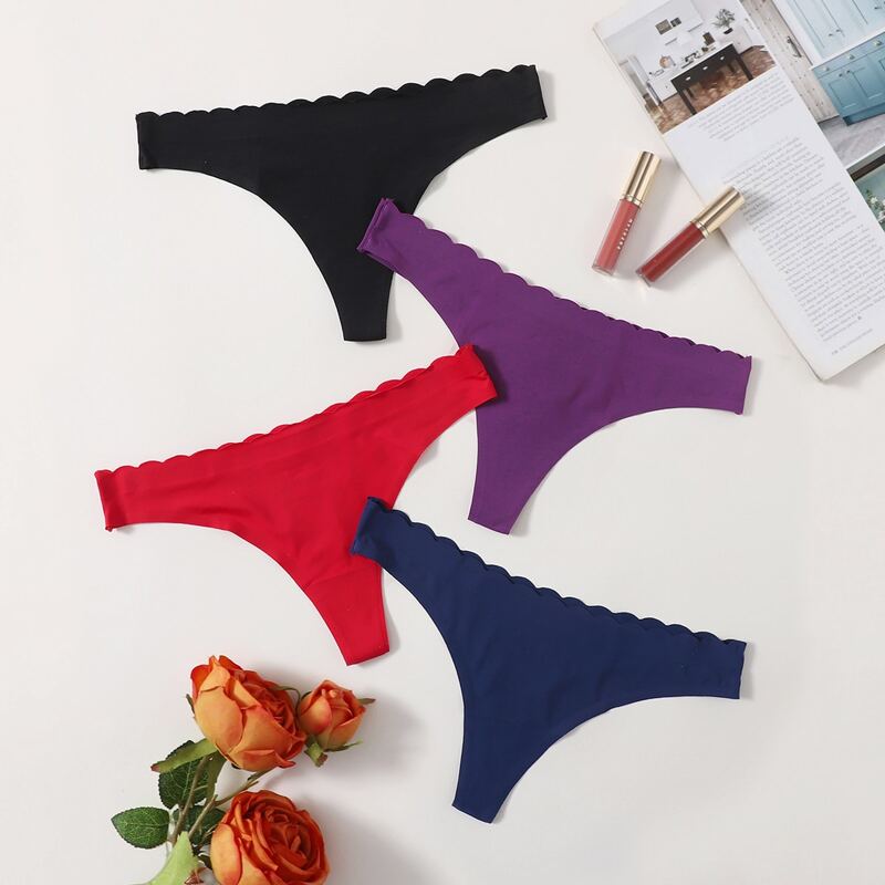 

4pack Scallop Trim Panty Set, Multicolor