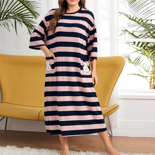 

Plus Striped Cartoon Graphic Sleepshirt, Multicolor