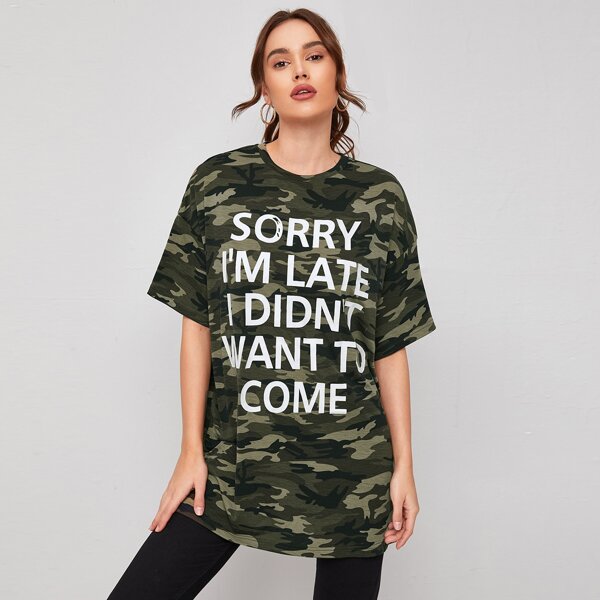 

Slogan Graphic Camo Tee, Multicolor