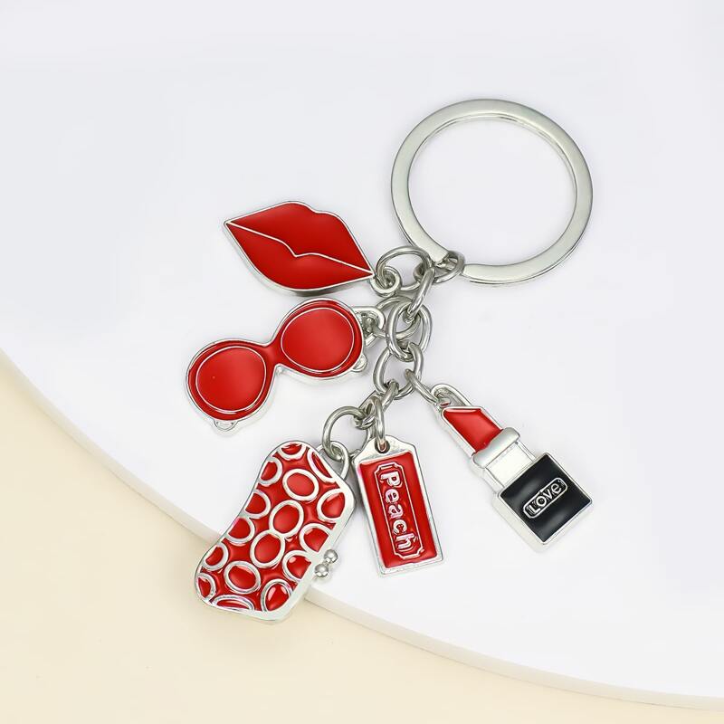 

Lipstick Charm Keychain, Red