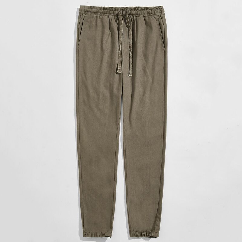 

Guys Drawstring Pocket Solid Pants, Army green