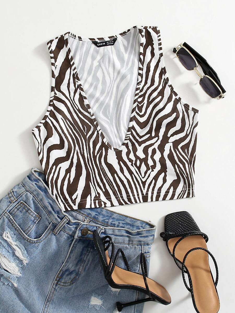 Coolane Top tank de rayas de cuello profundo - Multicolor - Ver 1