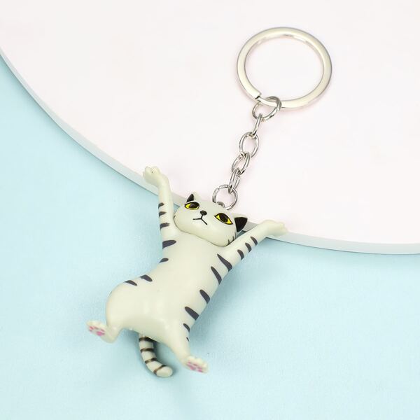 

Cartoon Animal Charm Keychain, Black and white