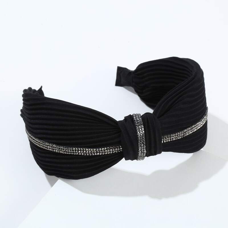 

Rhinestone Decor Knot Design Headband, Black