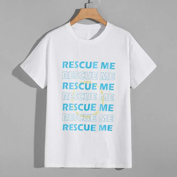 

Men Slogan Graphic Round Neck Tee, White