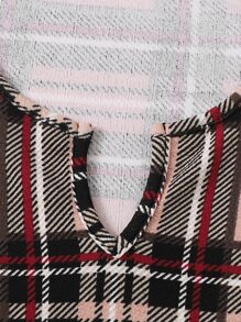 SHEIN EZwear 大碼缺口領格紋連衣裙 - 彩色 - 查看 4