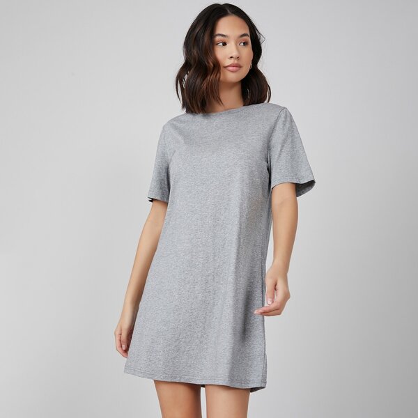 

Solid Tee Dress, Grey