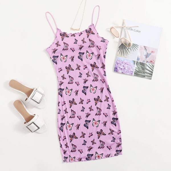 

Butterfly Print Bodycon Dress, Multicolor