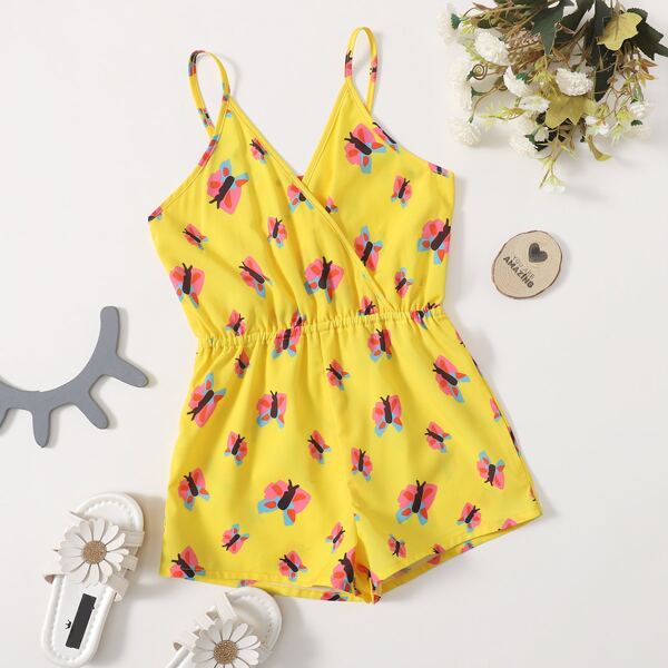 

Toddler Girls Abstract Butterfly Print Cami Romper, Yellow