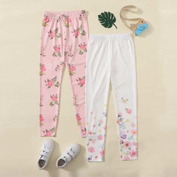 

Girls 2pack Floral Print Leggings, Multicolor