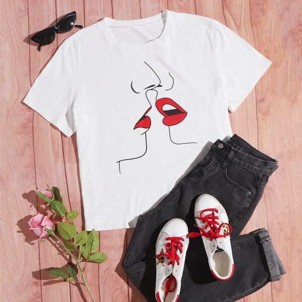 

Plus Figure Graphic Tee, White