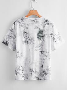 SHEIN Unity Tie Dye And Graphic Print Tee - Multicolor - View 2