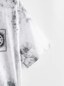 SHEIN Unity Tie Dye And Graphic Print Tee - Multicolor - View 3