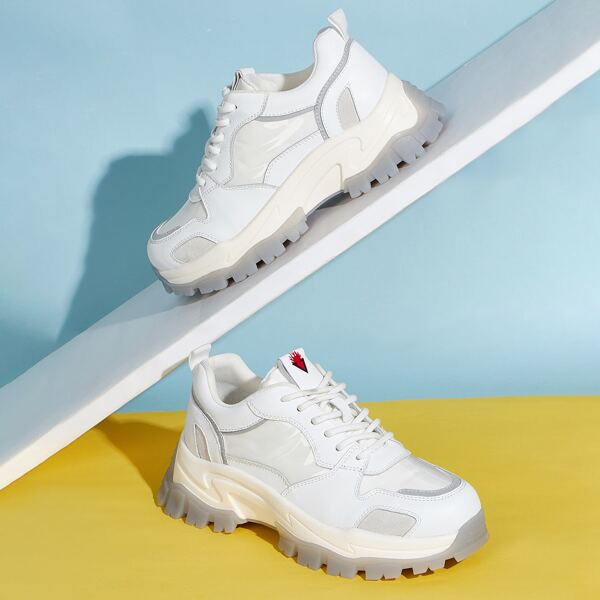 

LACE UP FRONT CHUNKY SNEAKERS, White