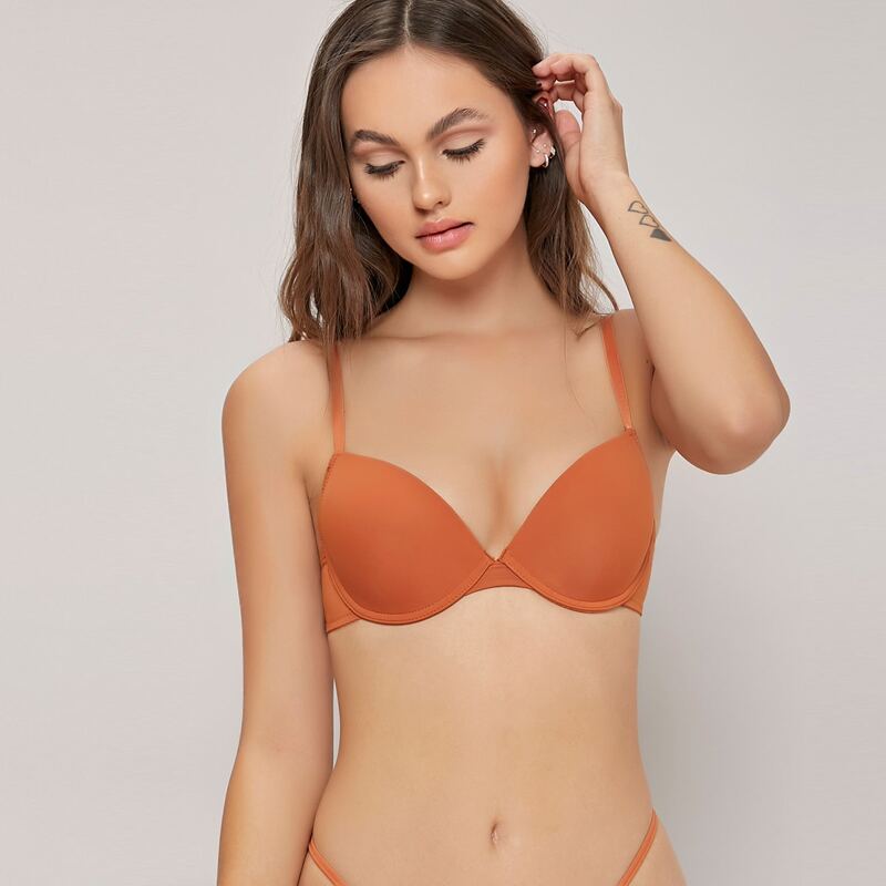 

Solid Underwire Bra, Rust brown