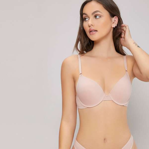 

Solid Underwire Bra, Pink