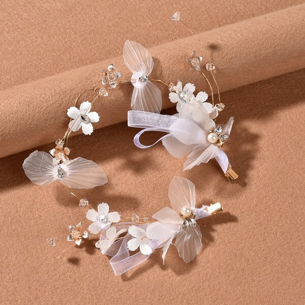 

Flower Decor Hair Band, White