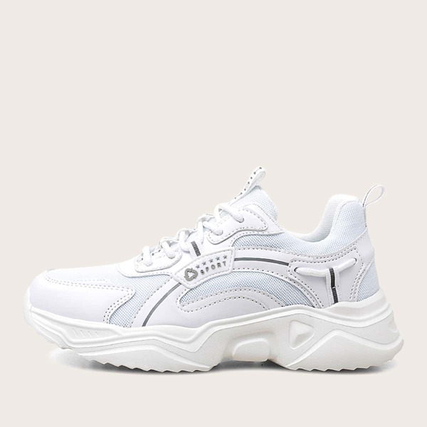 

Lace-up Front Mesh Panel Sneakers, White
