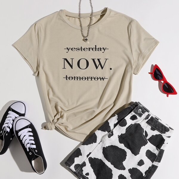 

Letter Graphic Tee, Beige