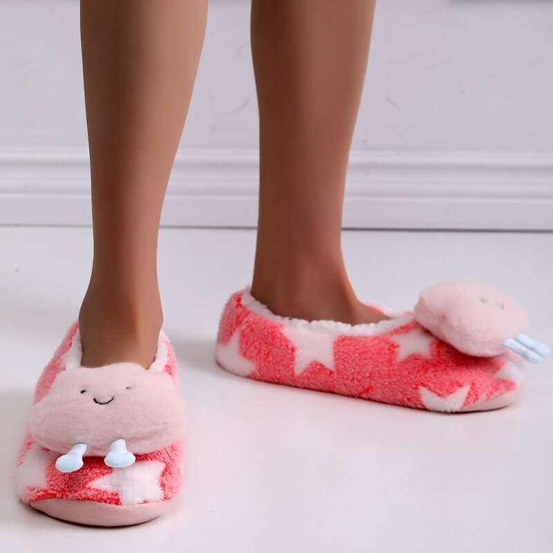 

Fluffy Cartoon Decor Slippers, Pink
