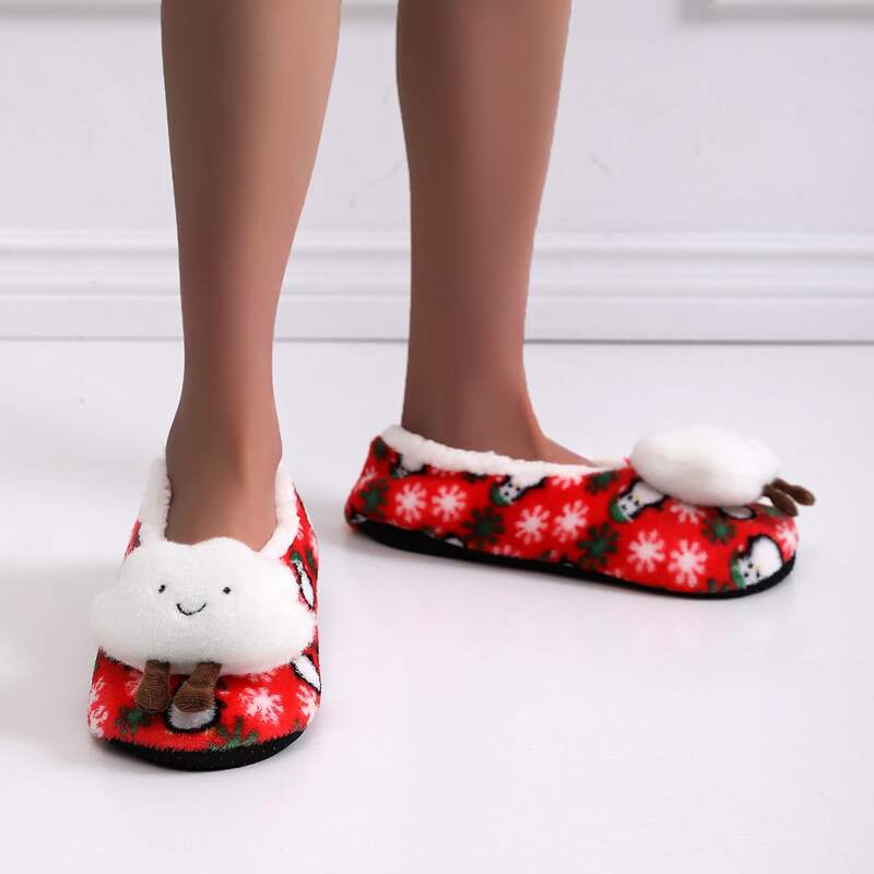 

Fluffy Cartoon Decor Slippers, Red
