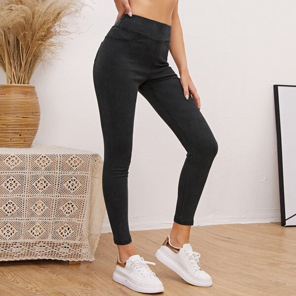 

High Waist Skinny Jeans, Dark grey