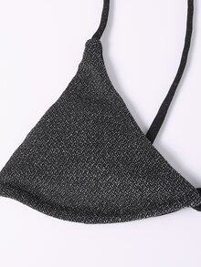 3packs Glitter Decor Bikini Set & Mesh Beach Skirt, For Summer Vacation - Black - View 4